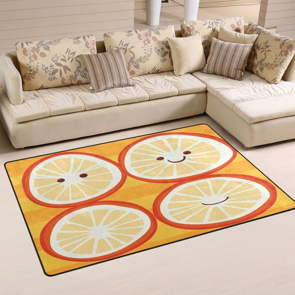 Orange Slices Illustration Soft Polyester Area Rug 31''x20'', Non Slip, Memory Foam, Water Absorbent