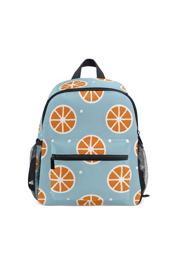 Orange Slices Pattern Mini Backpack Cute Small Backpack with Chest Strap and Whistle Ages 3-8