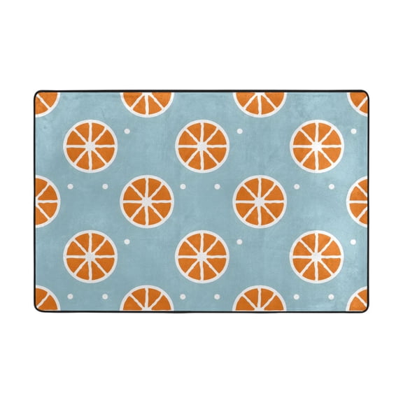 Orange Slices Pattern Rug 72x48in Memory Foam Absorbent Non Slip Plush for Living Room Office Bedroom