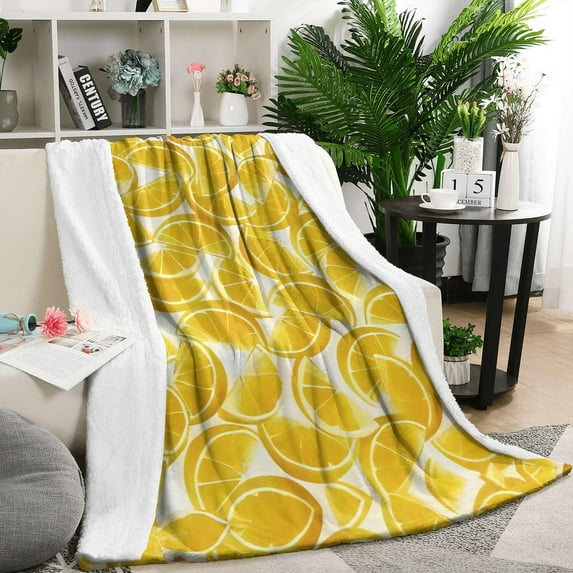 Orange Slices White Pattern Blanket,Comfortable Soft Flannel Throw Blanket,All Season,Warm Lightweight Blankets for Sofa Bed Couch Living Room Chair,50"x60"