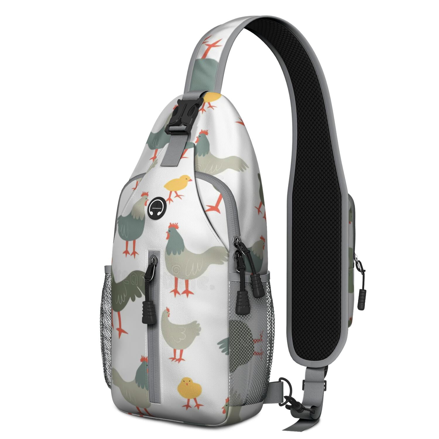Orange Sling Backpack with Cute Fresh Summer Fruit Print – Water-Resistant Crossbody Shoulder Bag with Adjustable Reversible Strap, Anti-Theft Pocket, Breathable Back