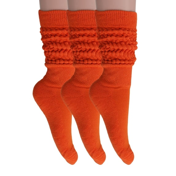 Orange Slouch Socks for Women Cotton Socks Size 9 to 11 3 PAIRS