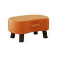 thumbnail image 1 of Orange Small Curved Foot Stool Ottoman Stool With Handle, Velvet Padded Seat And Sturdy Wood Legs For Couch, Living Room And Bedroom, 13.7X9.8X8.6In, 1 of 7