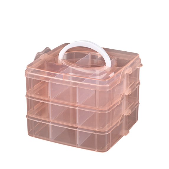 Orange Small Size 12'' X 10'' X 8'' 3-Tier 18-Compartment Handheld Detachable Storage Organizer - Organizes Hardware Tools, Lego Toys, With Removable Compartments & Easy-Carry