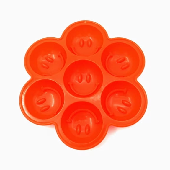 Orange Smiley Face Ice Cube Mold Tray - Fun Silicone Ice Maker for Drinks and Desserts