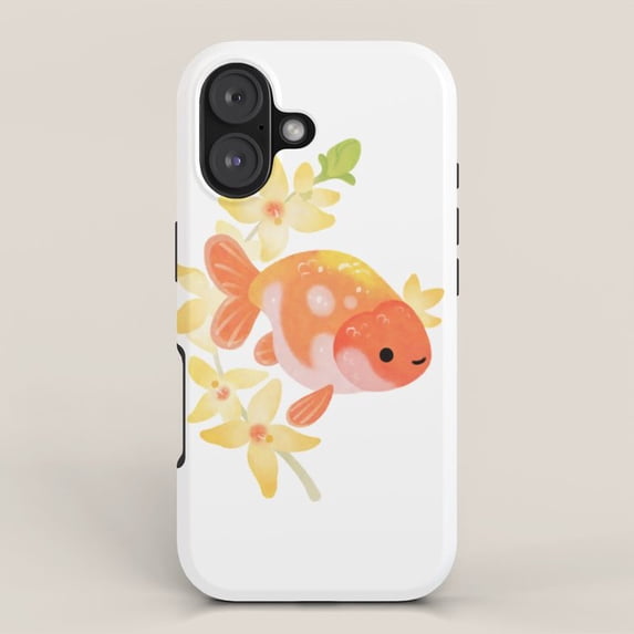 Orange Yellow Roses Graphics Orange Smiling Fish and Yellow Flowers Tough Case for Apple iPhone ...