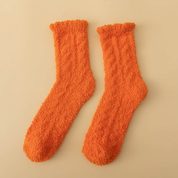 Orange Socks Warm Soft Winter Comfort Thickened Warm Sleeping Socks for Women