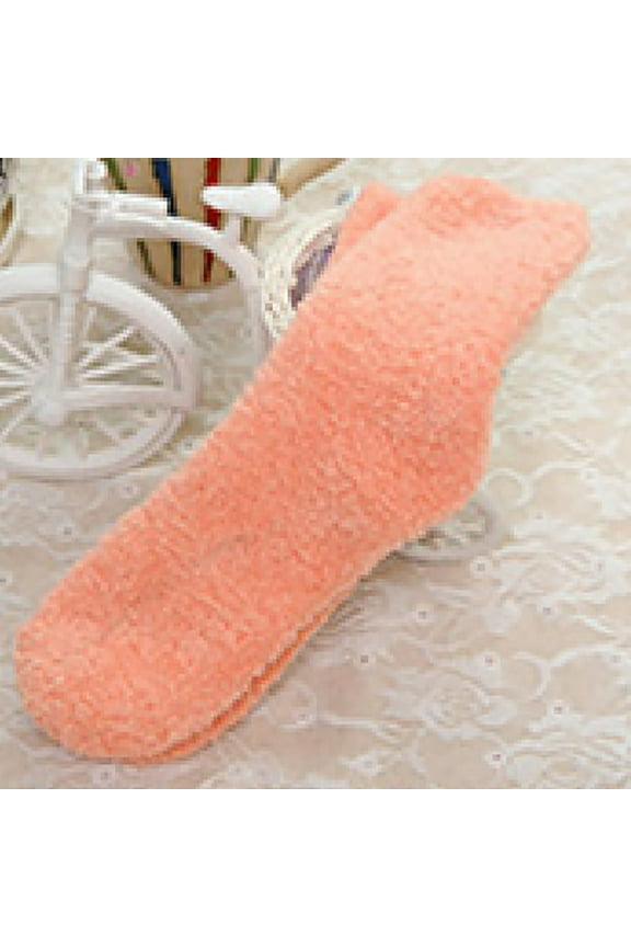 Orange Socks Women Fuzzy Fluffy Cozy Slipper Socks Warm Soft Winter Plush Home Sleeping Socks