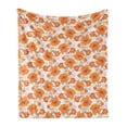 thumbnail image 1 of Orange Soft Flannel Fleece Blanket, Old Fashion Flowers in Full Blossom Damask Inspired Traditional Vintage, Cozy Plush for Indoor and Outdoor Use, 70" x 90", Orange Marigold Maroon, by Ambesonne, 1 of 6