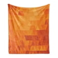 thumbnail image 1 of Orange Soft Flannel Fleece Blanket, Triangle Mosaic Shapes and Patterns with Abstract Digital Pixel Like Effect Print, Cozy Plush for Indoor and Outdoor Use, 50" x 60", Burnt Orange, by Ambesonne, 1 of 5