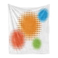 thumbnail image 1 of Orange Soft Flannel Fleece Throw Blanket, Colorful Half Tone Circles with Spots on White Background Retro Design, Cozy Plush for Indoor and Outdoor Use, 50" x 60", Red Orange and Blue, by Ambesonne, 1 of 6