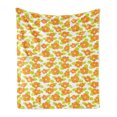 thumbnail image 1 of Orange Soft Flannel Fleece Throw Blanket, Kids Theme Girlish Pattern with Doodle Flowers and Green Leaves, Cozy Plush for Indoor and Outdoor Use, 50" x 60", Apple Green Orange, by Ambesonne, 1 of 5