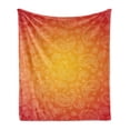 thumbnail image 1 of Orange Soft Flannel Fleece Throw Blanket, Ombre Colored and Themed Image with Blank Frame and Floral Patterns, Cozy Plush for Indoor and Outdoor Use, 50" x 60", Orange and White, by Ambesonne, 1 of 5