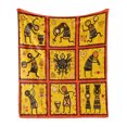 thumbnail image 1 of Orange Soft Flannel Fleece Throw Blanket, Patterns Aboriginal Native Culture Arrangement, Cozy Plush for Indoor and Outdoor Use, 50" x 60", Coral Black Yellow, by Ambesonne, 1 of 5