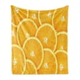 thumbnail image 1 of Orange Soft Flannel Fleece Throw Blanket, Realistic Citrus Fruit of Orange Slices Close up Photography Clean Healthy Eating, Cozy Plush for Indoor and Outdoor Use, 60" x 80", Marigold, by Ambesonne, 1 of 5
