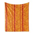 thumbnail image 1 of Orange Soft Flannel Fleece Throw Blanket, Vertically Stripes Pattern with Flowers Swirled Leaves and Dots Design, Cozy Plush for Indoor and Outdoor Use, 50" x 60", Orange Yellow, by Ambesonne, 1 of 5