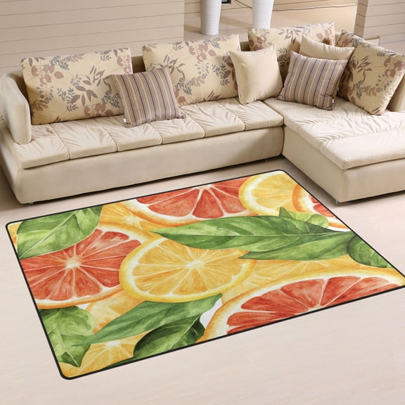 Orange Soft Polyester Area Rug 60''x39'', Non Slip, Memory Foam, Water Absorbent