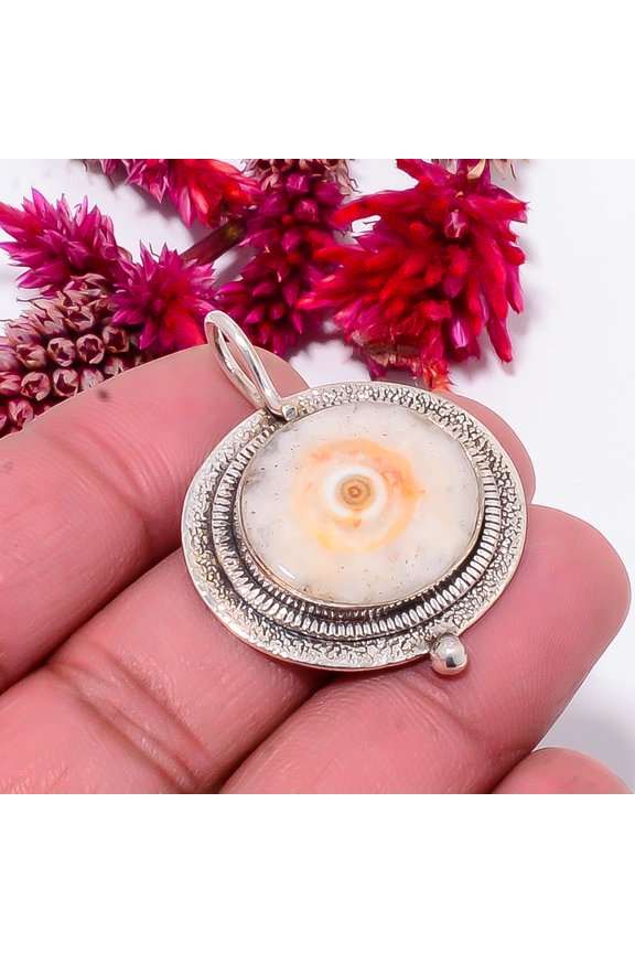 Orange Solar Eye Quartz - India Designer Handmade 925 Sterling Silver Pendant 1.56" Sku30, Orange Pendant, Natural Gemstone Pendant