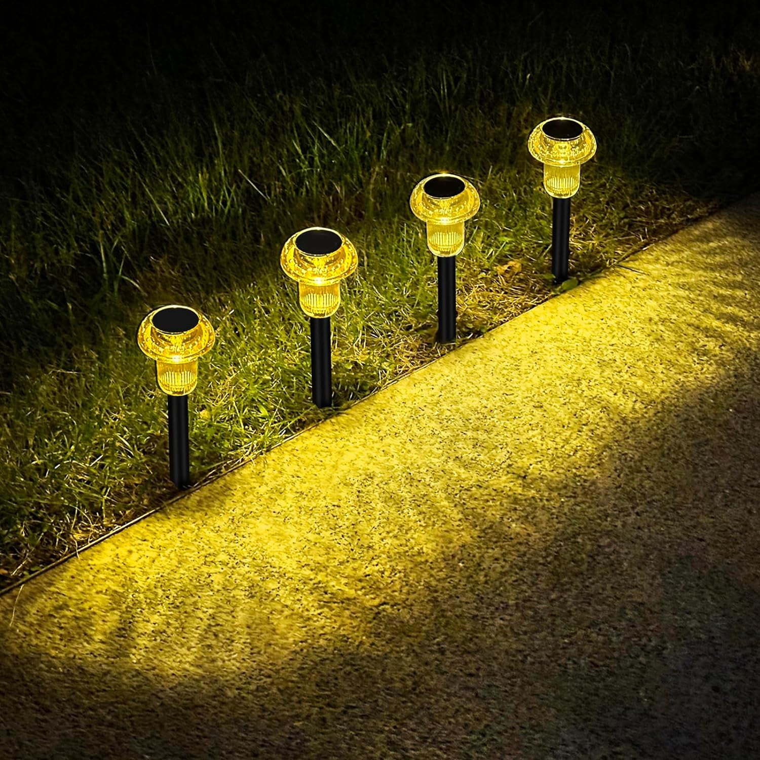 Orange Solar Lights Outdoor 4 Pack LED Christmas Decorations Solar Mushroom Lights Outdoor Waterproof, Landscape Lighting Garden Stake Lights, Outdoor Solar Lights for Yard, Garden