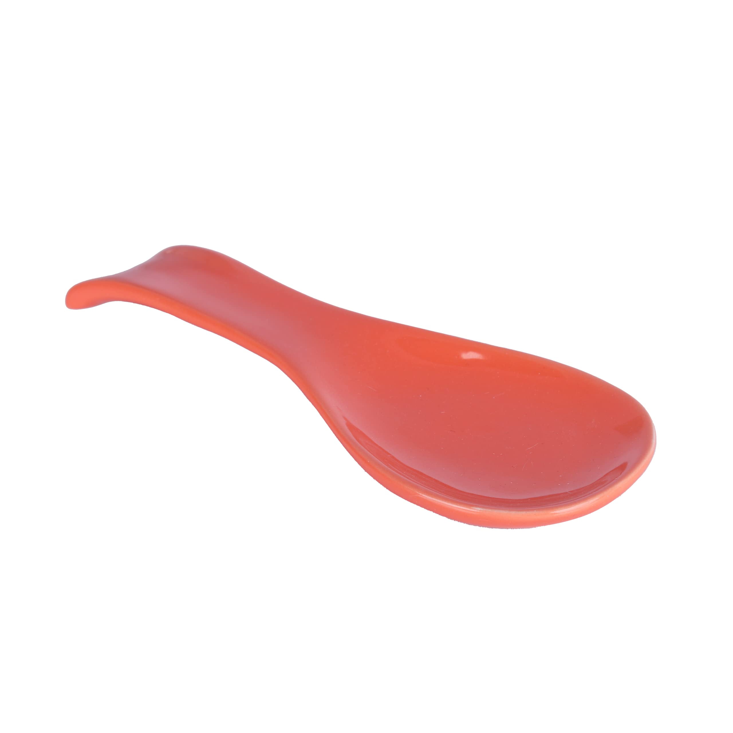 Bright Orange Ceramic Spoon Rest for Kitchen