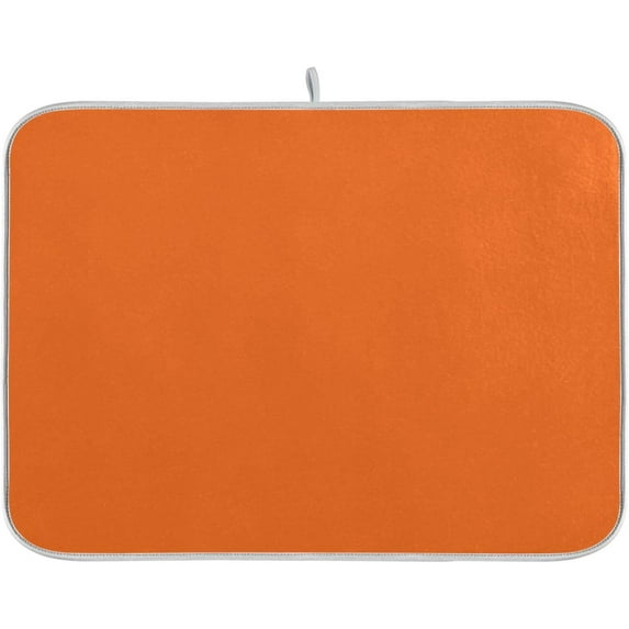 Orange Solid Color Dish Drying Mat Absorbent Reversible Dish Drainer Pad Tableware Mat for Kitchen Countertop Home Decoration, 16 x 18 Inch