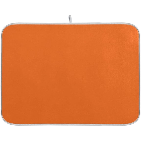Orange Solid Color Dish Drying Mat Absorbent Reversible Dish Drainer Pad Tableware Mat for Kitchen Countertop Home Decoration, 18 x 24 Inch