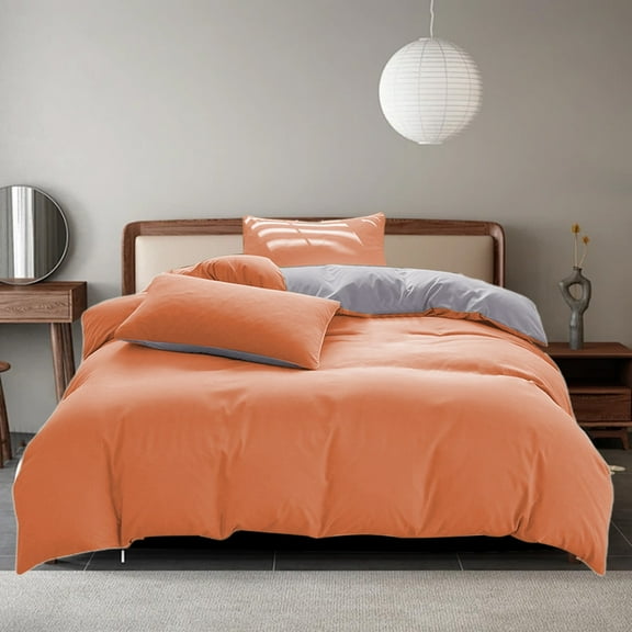 Orange Solid Color Four-piece Bed Set,( 78.74x90.55inch Quilt Cover,90.55x90.55inch Bed Sheet,2 Pcs 18.9x29.1inch Pillowcase),Soft Four Piece Bed Set For All Season