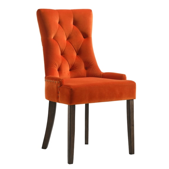 Orange Solid Pattern Tufted Back Side Chairs in Set - Dining Room Aesthetic
