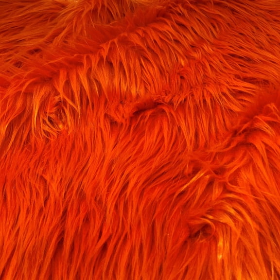 Orange Solid Shaggy Long Hair Pile Faux Fur