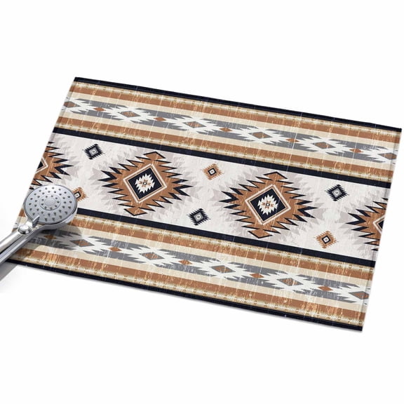 Orange Southwestern Area Rug, Native Aztec Ethnic Style Geometric Non-Slip Felt Rubber Backing Rectangle Indoor Carpet Washable Rugs for Living Room Bedroom 2x3ft
