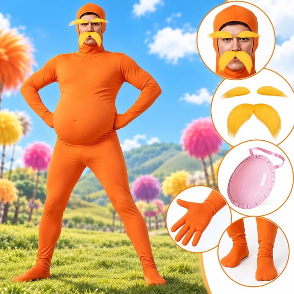 Orange Spandex Bodysuit for Kids, Halloween Costume for Boys Girls Full Body Second Skin Suit Halloween Cosplay Jumpsuit with Open Face Hood