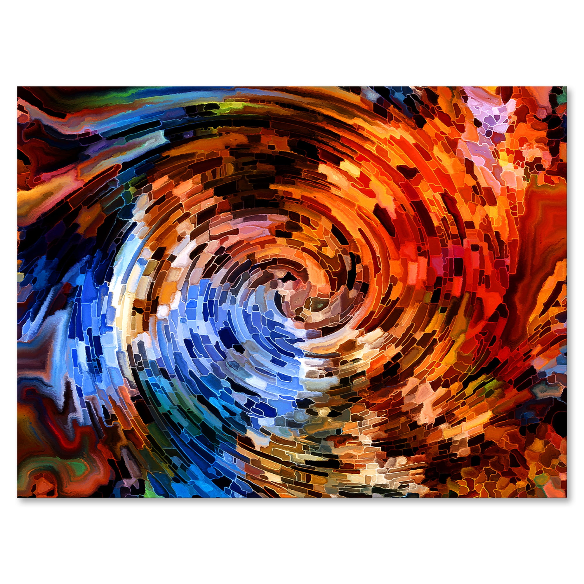 Orange Spiral Abstract Voyages To Inner World 8 in x 12 in Painting Canvas Art Print, by Designart