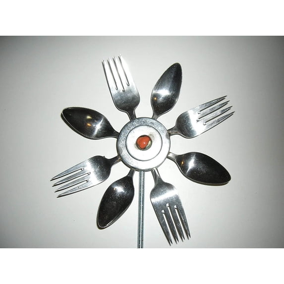 Orange Spoon and Fork Sunflower Garden Art