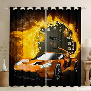 Race Car Blackout Curtains for Boys Kids Cool Sports Car Curtains Girls Man  Extreme Sports Window Curtains Silver Racing Car Print Black and White