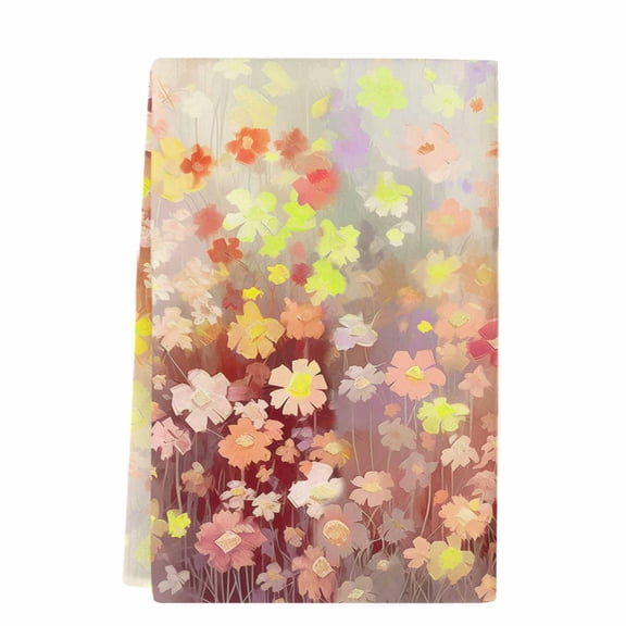 Orange Spring Floral Kitchen Towels Set of 1, Absorbent Microfiber Dish Tea Towels with Hanging Loop, Modern Oil Painted Daisy Botanical Resuable Hand Towel for Home Kitchen Cooking Cleaning 18"x28"