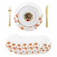 thumbnail image 1 of Orange Spring Floral Round 15 Inch Placemats Set of 6, Summer Botanical Watercolor Daisy HeatResistant Non Slip Place Mats for Dining Table, Wipeable Braided Kitchen Table Mats for Housewarming, 1 of 9