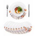 thumbnail image 1 of Orange Spring Floral Round 15 Inch Placemats Set of 8, Watercolor Summer Botanical HeatResistant Non Slip Place Mats for Dining Table, Wipeable Braided Kitchen Table Mats for Housewarming, 1 of 9