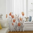 thumbnail image 1 of Orange Spring Floral Semi Sheer Curtains Drapes for Living Room, Bedroom, French Doors Window 108 Inches Long, Watercolor Summer Botanical Rod Pocket Chiffon Curtain Drapery Voile Draperies Panel, 1 of 6