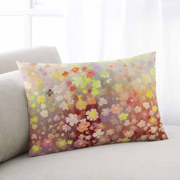 Orange Spring Floral Throw Pillow Covers, Modern Oil Painted Daisy Botanical Soft Breathable Pillow Cases with Zipper for Sleeping, King Size Pillowcases for Couch Bed Sofa Chair 20x36 Inches