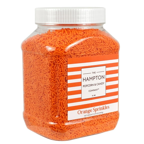 Orange Sprinkles Jimmies 1.98 Pounds Container, Sprinkles For Cake Decorating, Cake Sprinkles, Sprinkles For Baking, Ice Cream & More, The Hampton Candy Company