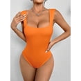 thumbnail image 1 of Orange Square Neck Sleeveless Bodysuit - Petite Fit Women, 1 of 7