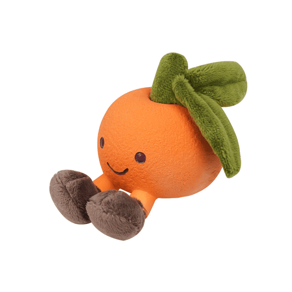 Orange Squeaky Dog Toy, Latex & Plush Puppy Chew Toy for Small/Medium Dogs, Interactive Boredom Relief & Dental Play Toy