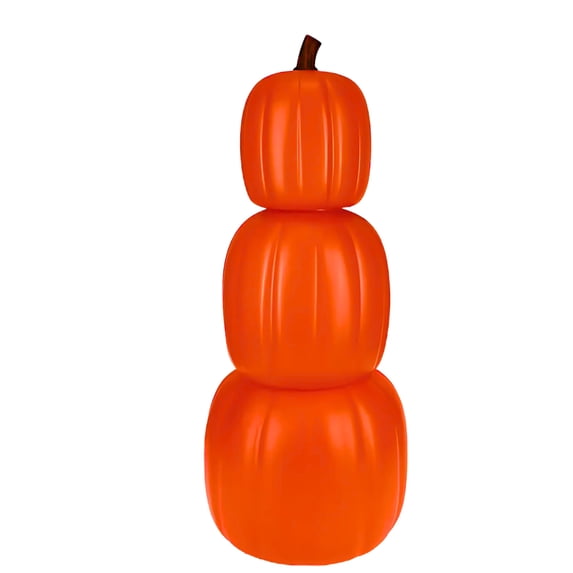 Orange Stacked Pumpkin Decor, 24-Inch 3-Piece Pumpkins for Fall Harvest Halloween Decoration Indoor & Outdoor Thanksgiving Centerpiece Display