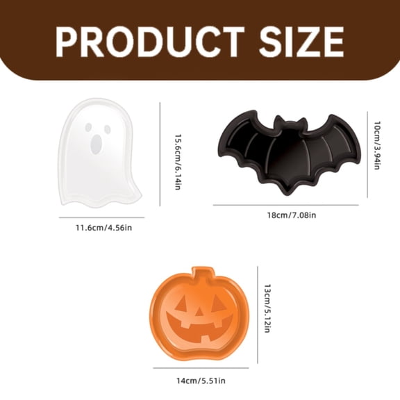 Orange Stainless Steel Pumpkin Shaped Ghost Bat Candy Plate, Halloween Party Tableware