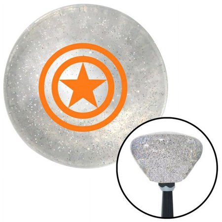 Orange Star Inside Circles Clear Retro Metal Flake Shift Knob with M16 x 1.5 Insert