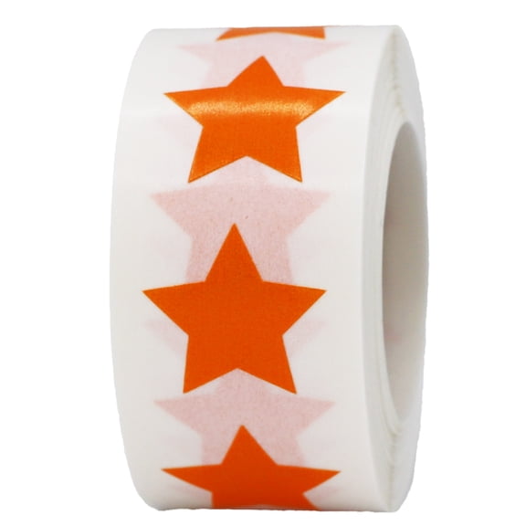 Orange Star Stickers | 0.75" Inch Wide | 500 Pack