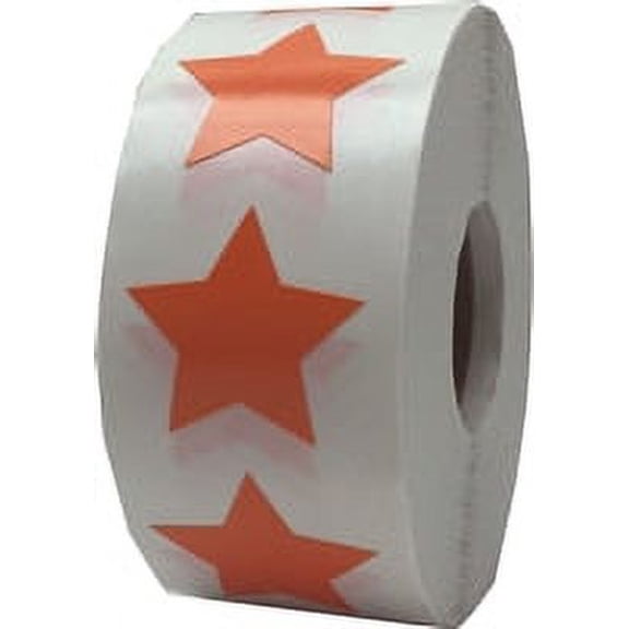 Orange Star Stickers, 1 Inch in Size, 500 Labels on a Roll