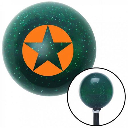 Orange Star in Circle Green Metal Flake Shift Knob with M16 x 1.5 Insert Shifter