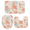 thumbnail image 1 of Orange Starfish Bath Mat 3 Piece Bathroom Rug Set, Rustic Ocean Coastal Shells Conch Coral Non Slip Bath Rug Contour Mat and Toilet Lid Cover, Absorbent Shower Mats Soft Bath Rugs and Mats Sets, 1 of 8