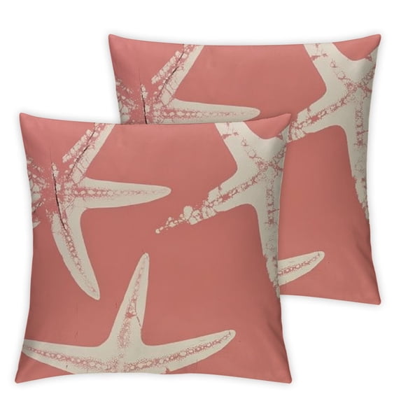 Orange Starfish Pillow Covers Coastal Throw Pillows Summer Nautical Ocean Theme Decorations Beach Pillowcase Outdoor Decor Farmhouse Cushion Case for Couch Sofa Bed